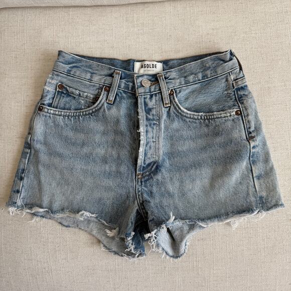 AGOLDE Parker Vintage Cut Off Shorty Shorts Denim - Picture 1 of 5